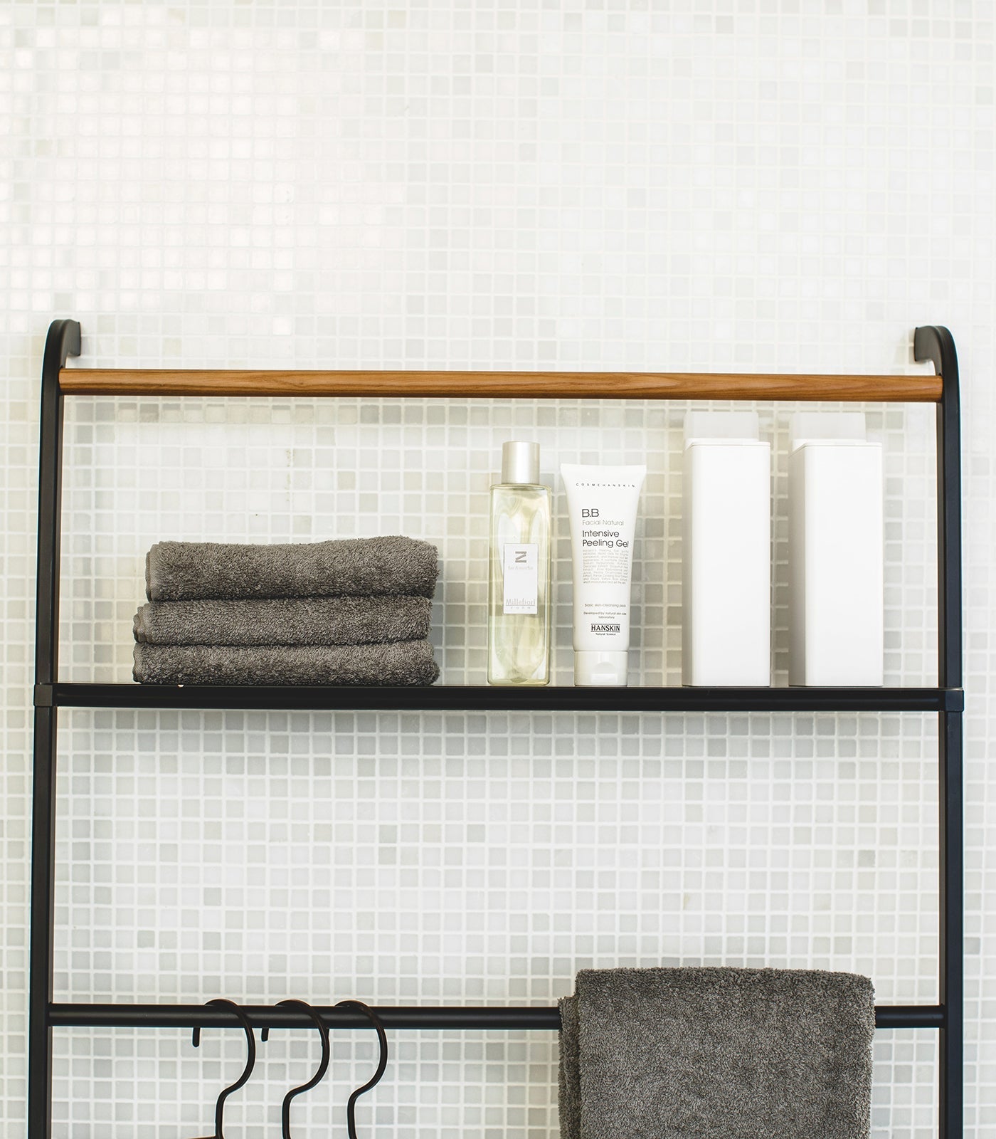 Leaning Storage Ladder With Shelf (63" H)  - Steel